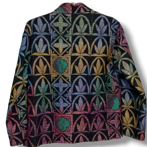 Vtg Chicos Womens Jacket Sz. 10 Colorful Embroidered Button Front Floral Lined - Picture 2 of 11